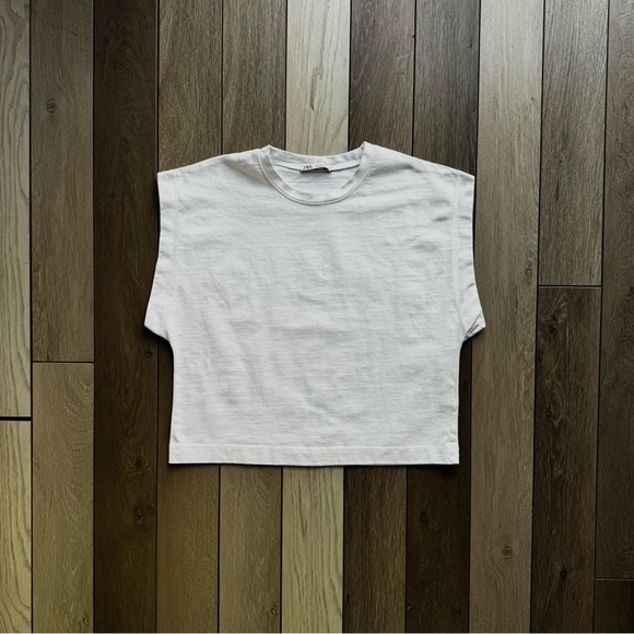 Zara White Muscle Crop Minimalist T-Shirt Tank Top | Size: Medium | Good Condit. - Picture 1 of 4